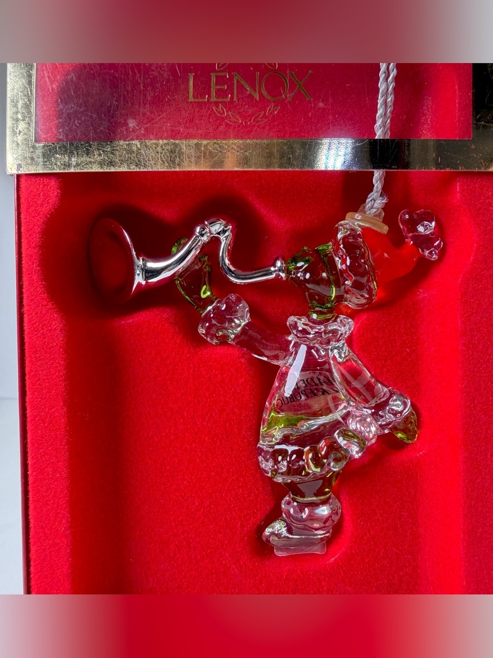 Lenox Dr. Seuss Grinch Blown Glass Crystal Christmas Ornament Horn 2004 NOS